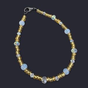 Gold & Clear Glass Bead Anklet